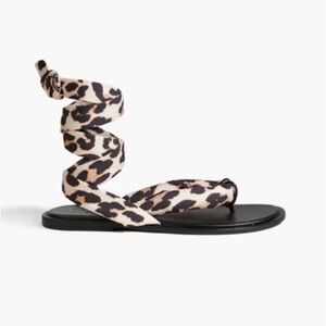 GANNI Leather-trimmed Padded Shell Sandals Leopard Print Size 7.5